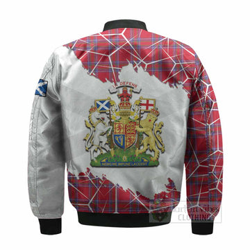 Rait Tartan Bomber Jacket with Family Crest and Lion Rampant Grunge Style