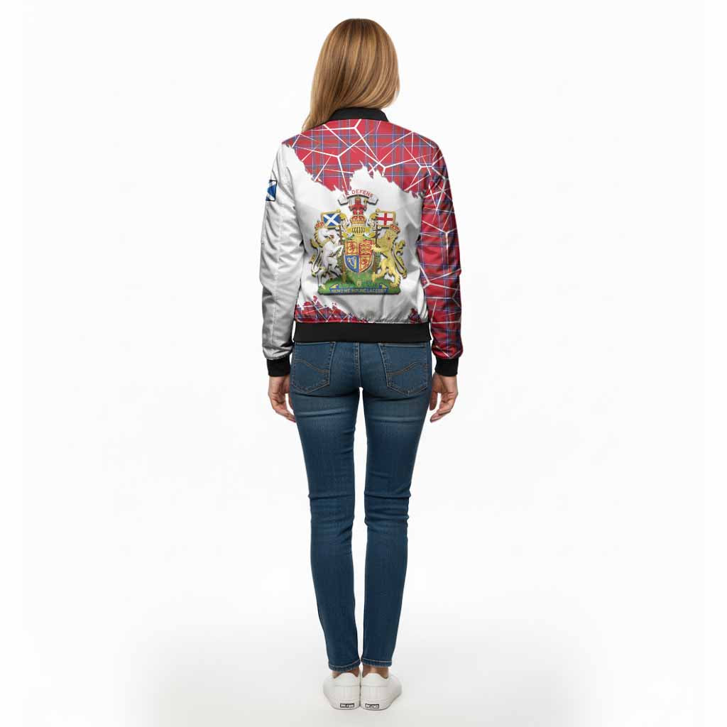 Rait Tartan Bomber Jacket with Family Crest and Lion Rampant Grunge Style