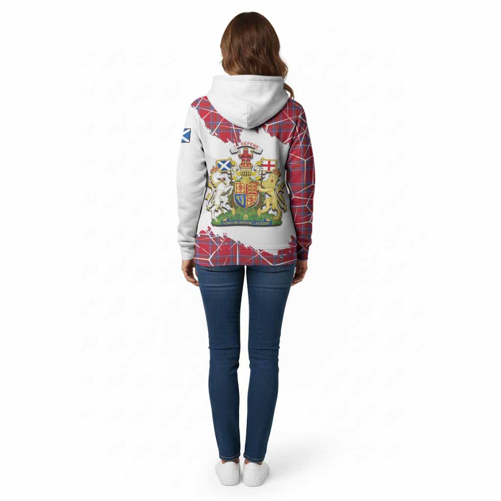 Rait Tartan Cotton Hoodie with Family Crest and Lion Rampant Grunge Style