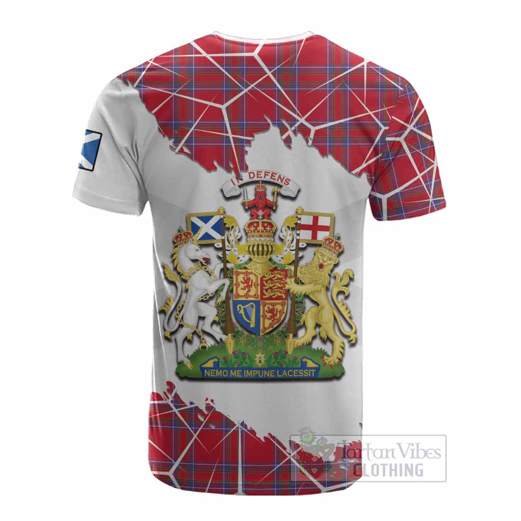 Rait Tartan Cotton T-shirt with Family Crest and Lion Rampant Grunge Style