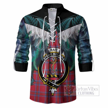 Rait Tartan Crest Ghillie Shirt New Zealand Maori Korowai Cloak
