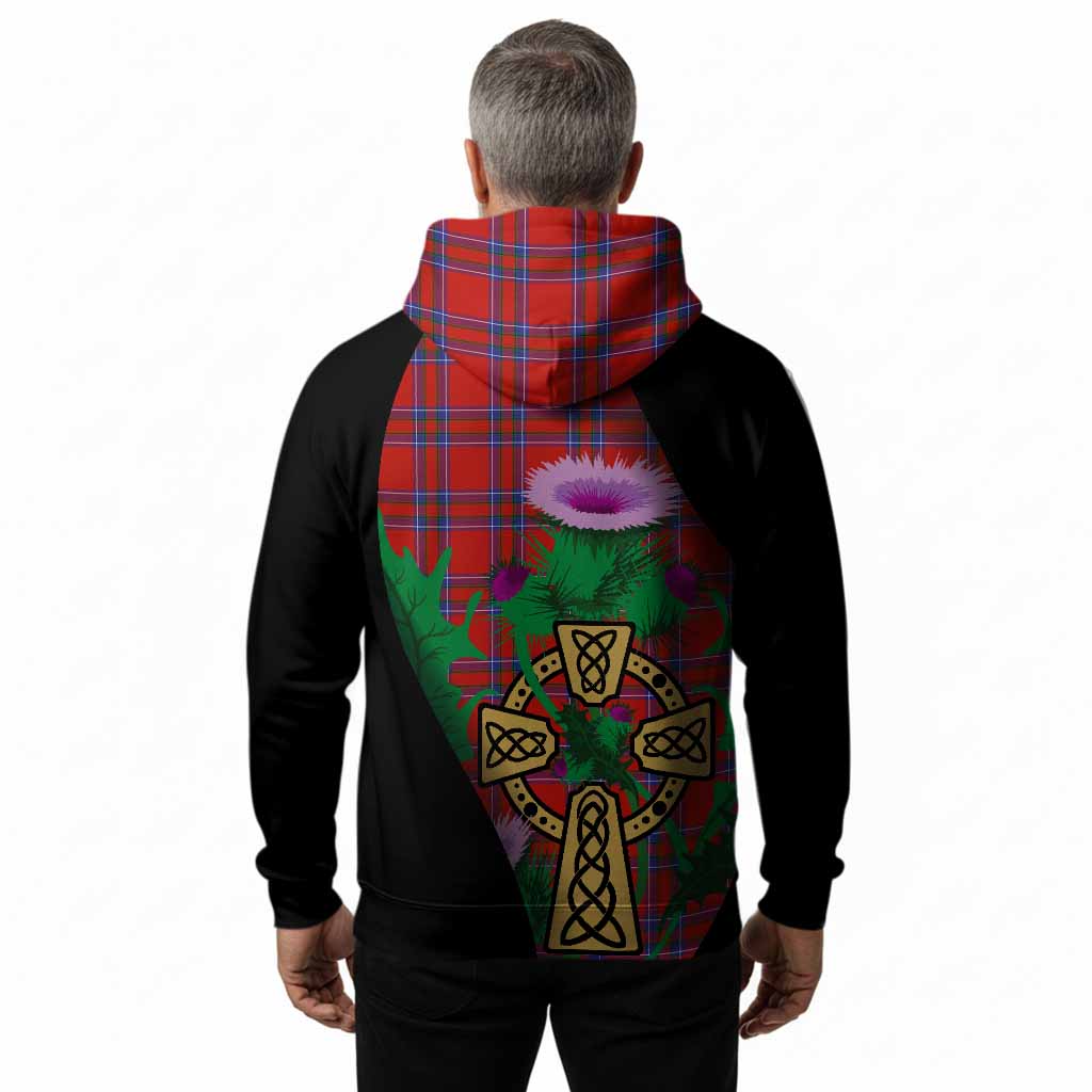 Rait Tartan Crest Hoodie Celtic Cross Thistle Flowers
