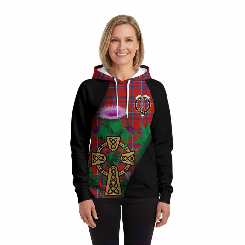 Rait Tartan Crest Hoodie Celtic Cross Thistle Flowers