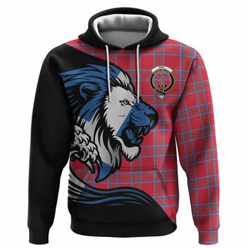 Rait Tartan Crest Hoodie Scottish Golden Lions Wave Flow