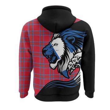 Rait Tartan Crest Hoodie Scottish Golden Lions Wave Flow