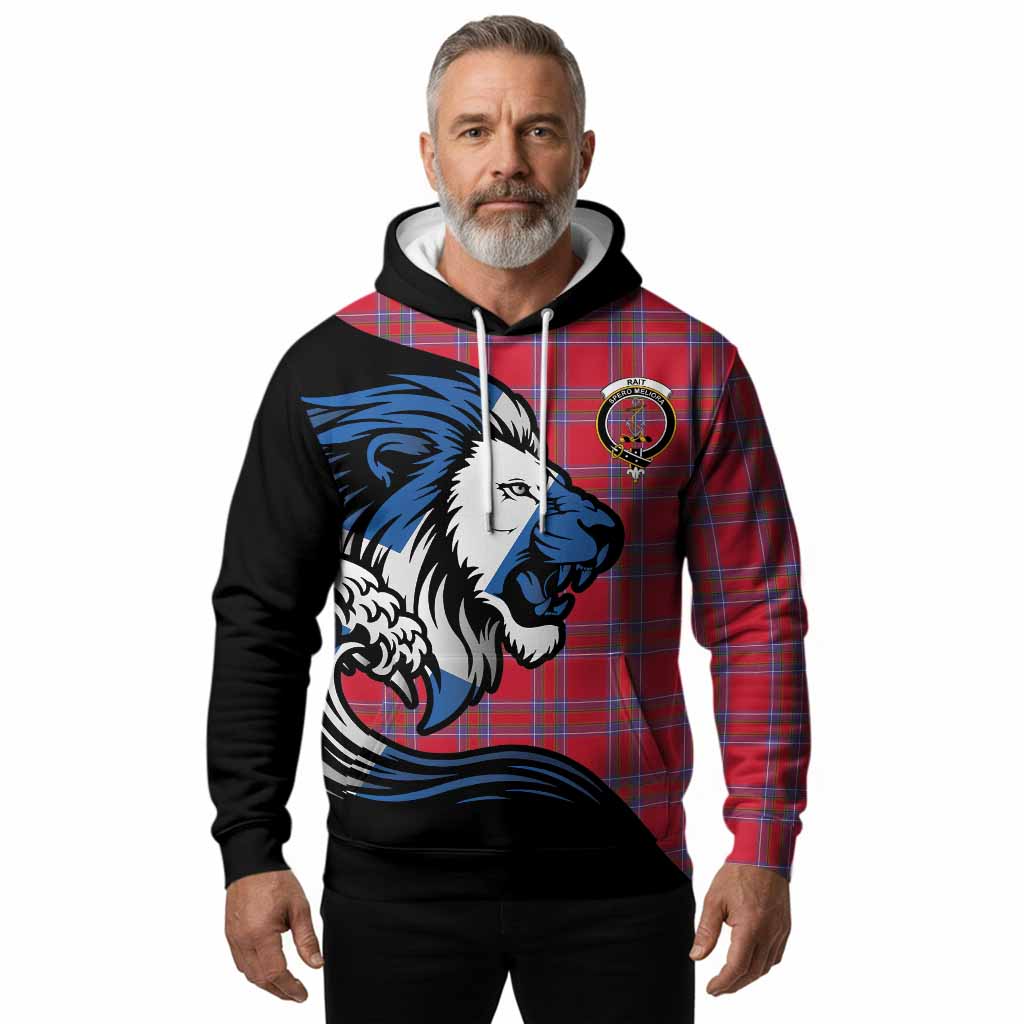 Rait Tartan Crest Hoodie Scottish Golden Lions Wave Flow