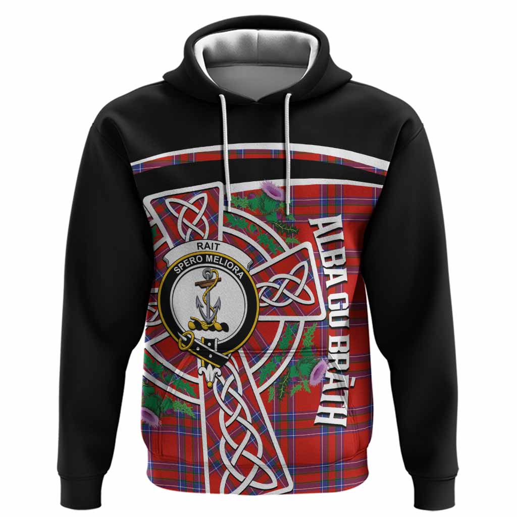 Rait Tartan Crest Hoodie Scottish Thistle Celtic Cross Alba Gu Brath