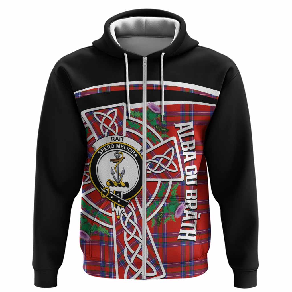 Rait Tartan Crest Hoodie Scottish Thistle Celtic Cross Alba Gu Brath