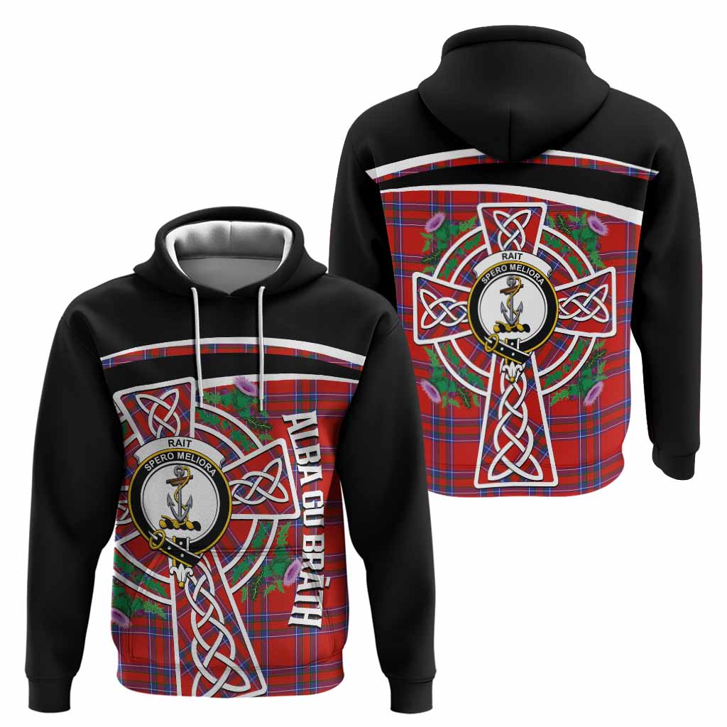 Rait Tartan Crest Hoodie Scottish Thistle Celtic Cross Alba Gu Brath