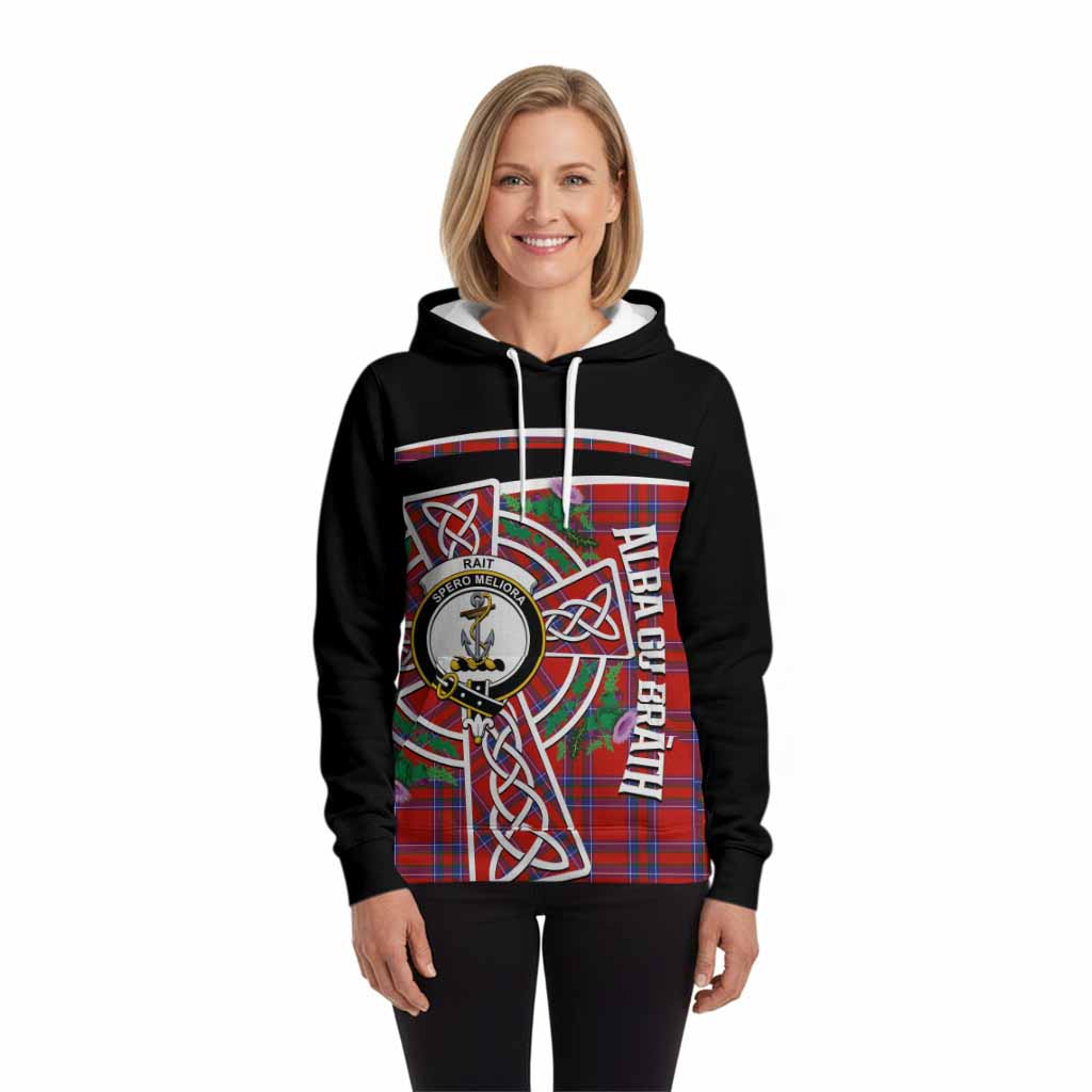 Rait Tartan Crest Hoodie Scottish Thistle Celtic Cross Alba Gu Brath
