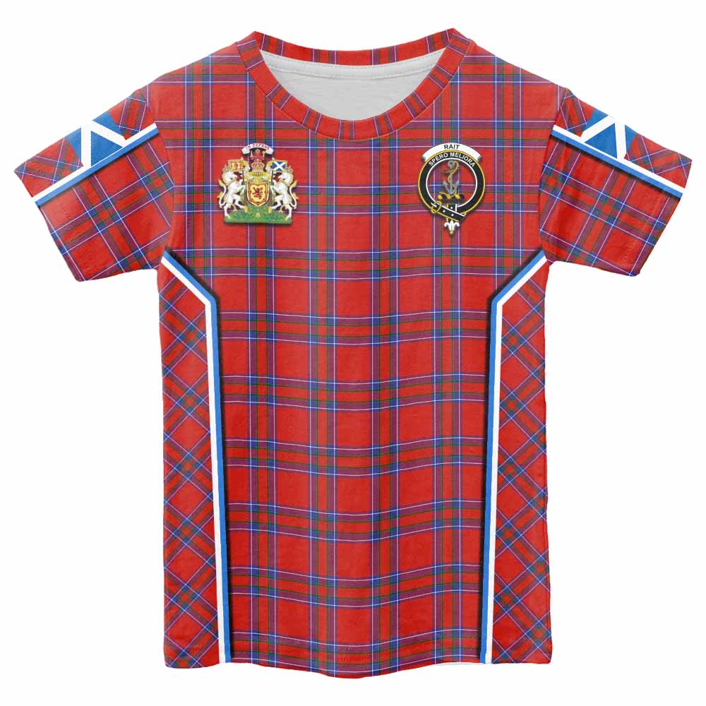 Rait Tartan Crest Kid T-shirt Scotland Coat of Arm Flag Style - Tartan Vibes Clothing