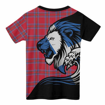 Rait Tartan Crest Kid T-shirt Scottish Golden Lions Wave Flow
