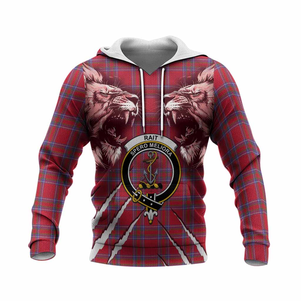 Rait Tartan Crest Knitted Hoodie Ferocious Lion Style