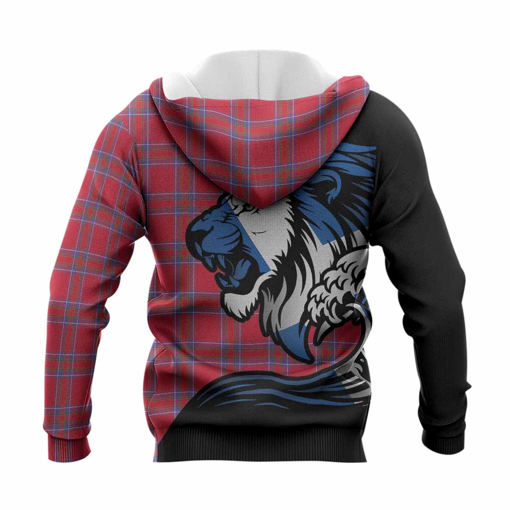 Rait Tartan Crest Knitted Hoodie Scottish Golden Lions Wave Flow