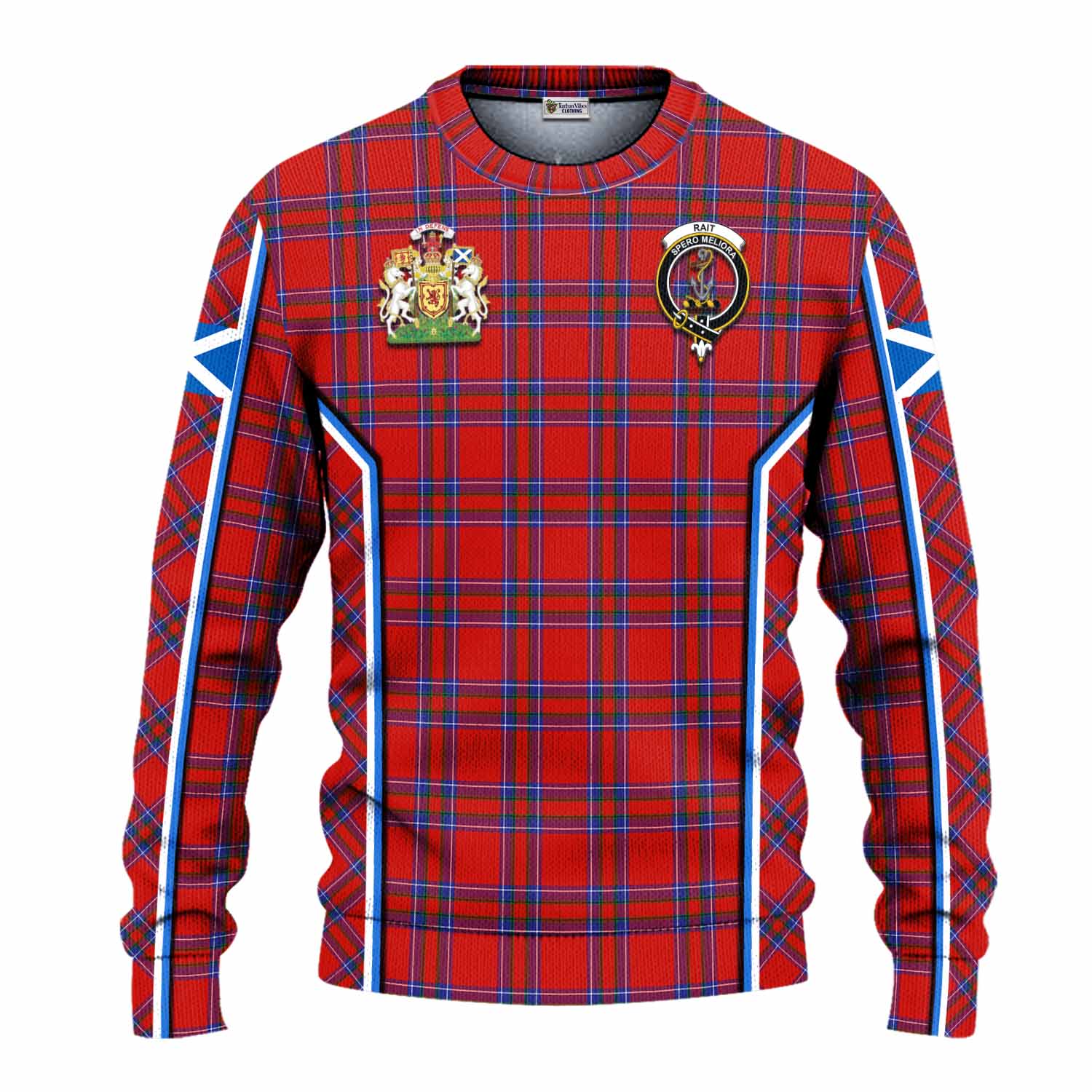 Rait Tartan Crest Knitted Sweater Scotland Coat of Arm Flag Style - Tartan Vibes Clothing