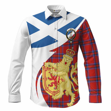 Rait Tartan Crest Lion Rampant Long Sleeve Button Shirts Classic Scottish Style Men's Shirt S - Tartan Vibes Clothing