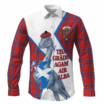Rait Tartan Crest Loch Ness Monster Long Sleeve Button Shirts Nessie Scottish Map Tha Gradh Agam Air Alba