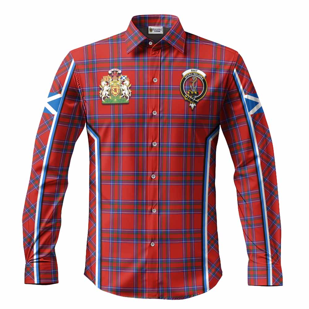 Rait Tartan Crest Long Sleeve Button Shirts Scotland Coat of Arm Flag Style - Tartan Vibes Clothing