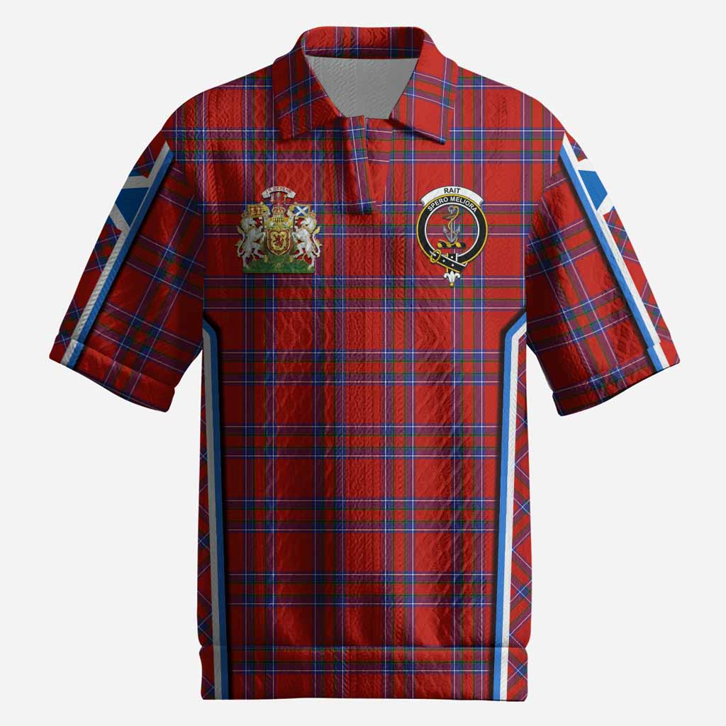 Rait Tartan Crest Men’s Polo Sweater Top Scotland Coat of Arm Flag Style