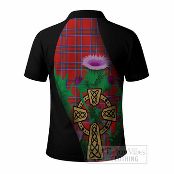 Rait Tartan Crest Polo Shirt Celtic Cross Thistle Flowers