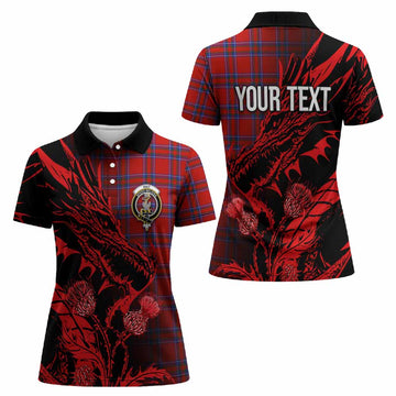 Rait Tartan Crest Scottish Women Polo Shirt Dragon and Thistle