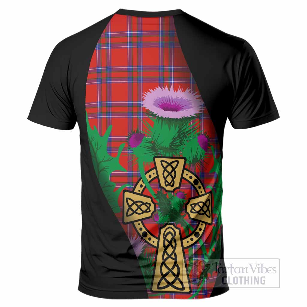 Rait Tartan Crest T-Shirt Celtic Cross Thistle Flowers