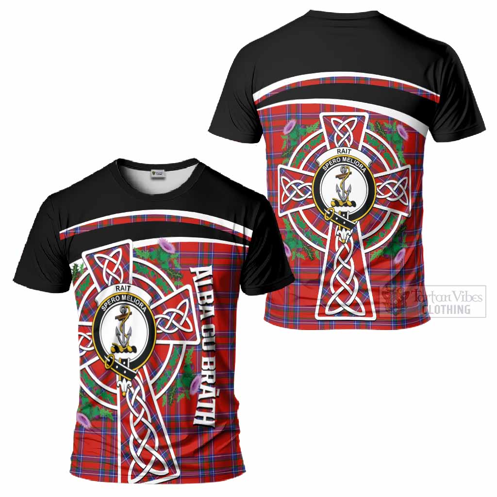 Rait Tartan Crest T-Shirt Scottish Thistle Celtic Cross Alba Gu Brath