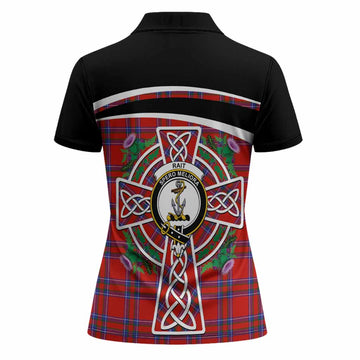 Rait Tartan Crest Women Polo Shirt Scottish Thistle Celtic Cross Alba Gu Brath