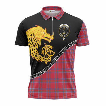 Rait Tartan Crest Zipper Polo Shirt Legendary Dragon Knot Half Style