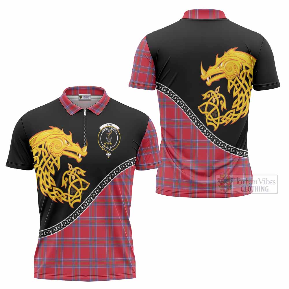 Rait Tartan Crest Zipper Polo Shirt Legendary Dragon Knot Half Style
