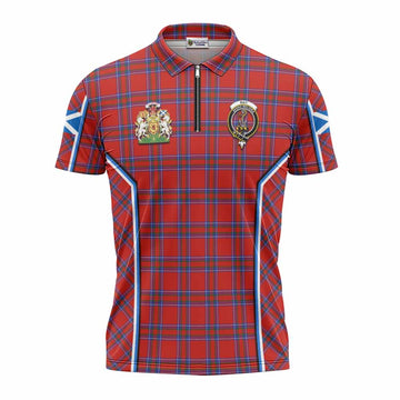 Rait Tartan Crest Zipper Polo Shirt Scotland Coat of Arm Flag Style