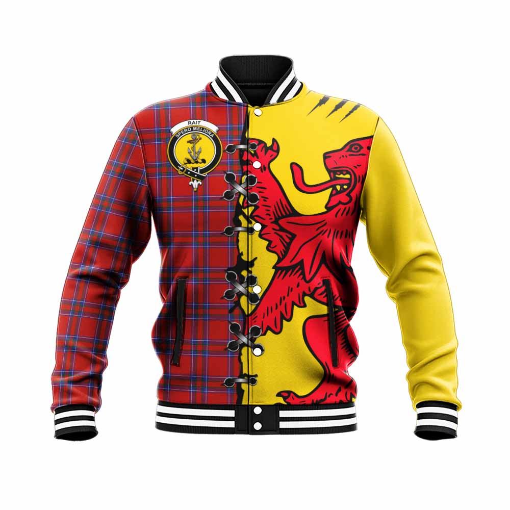 Rait Tartan Family Crest Baseball Jacket Lion Rampant Honor - Tartan Vibes Clothing
