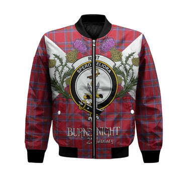 Rait Tartan Family Crest Bomber Jacket Scottish Burns Night Thistle Floral