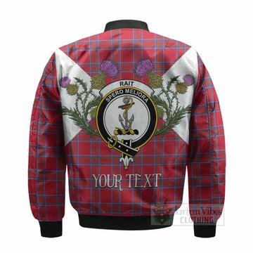 Rait Tartan Family Crest Bomber Jacket Scottish Burns Night Thistle Floral