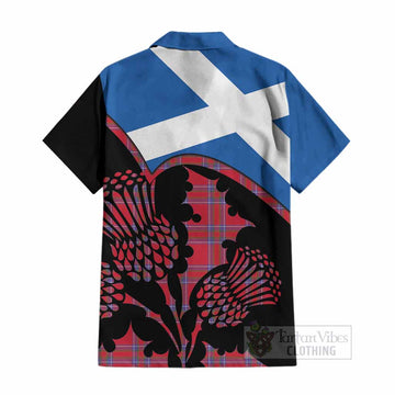 Rait Tartan Family Crest Cotton Hawaiian Shirt Scotland Thistle Floral Flag Style