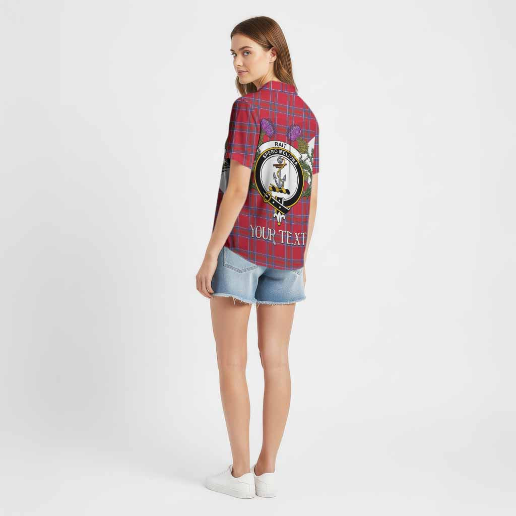 Rait Tartan Family Crest Cotton Hawaiian Shirt Scottish Burns Night Thistle Floral