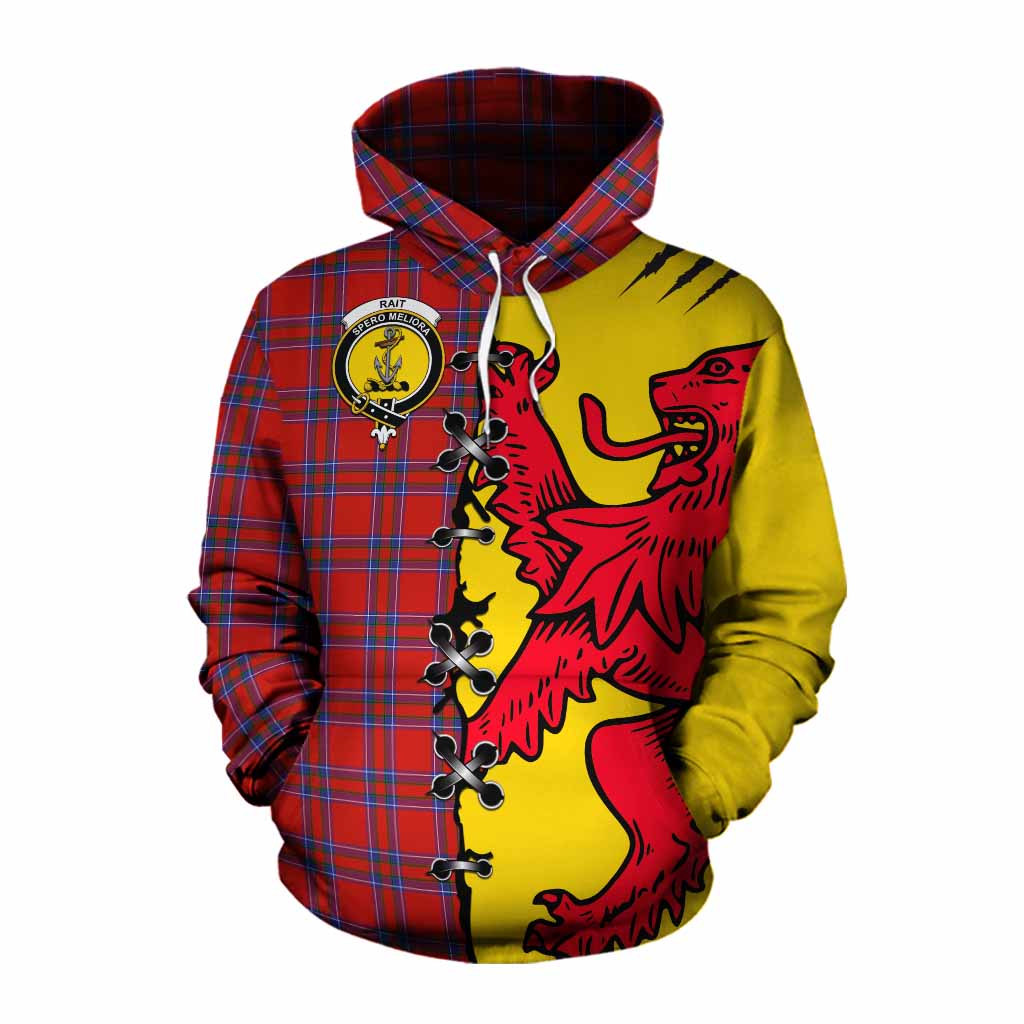 Rait Tartan Family Crest Cotton Hoodie Lion Rampant Honor - Tartan Vibes Clothing