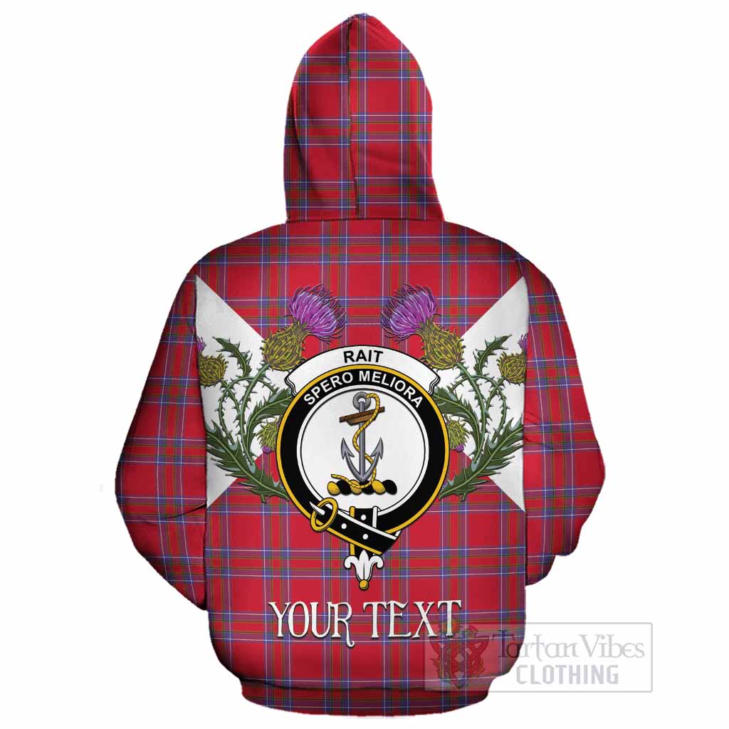 Rait Tartan Family Crest Cotton Hoodie Scottish Burns Night Thistle Floral