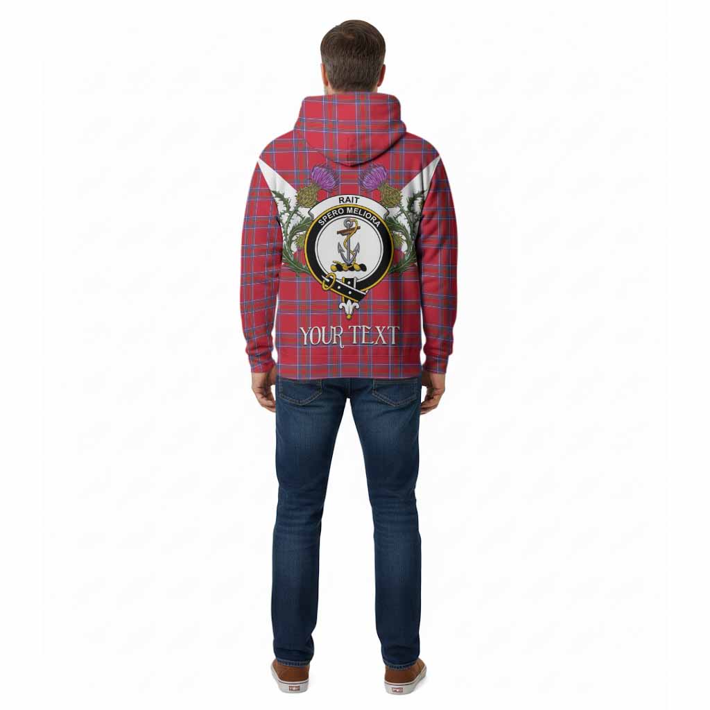 Rait Tartan Family Crest Cotton Hoodie Scottish Burns Night Thistle Floral