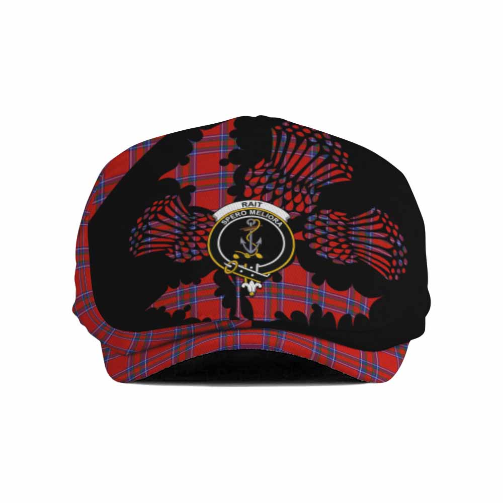 Rait Tartan Family Crest Flat Cap, Jeff Cap Scotland Thistle Floral