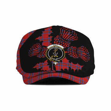 Rait Tartan Family Crest Flat Cap, Jeff Cap Scotland Thistle Floral