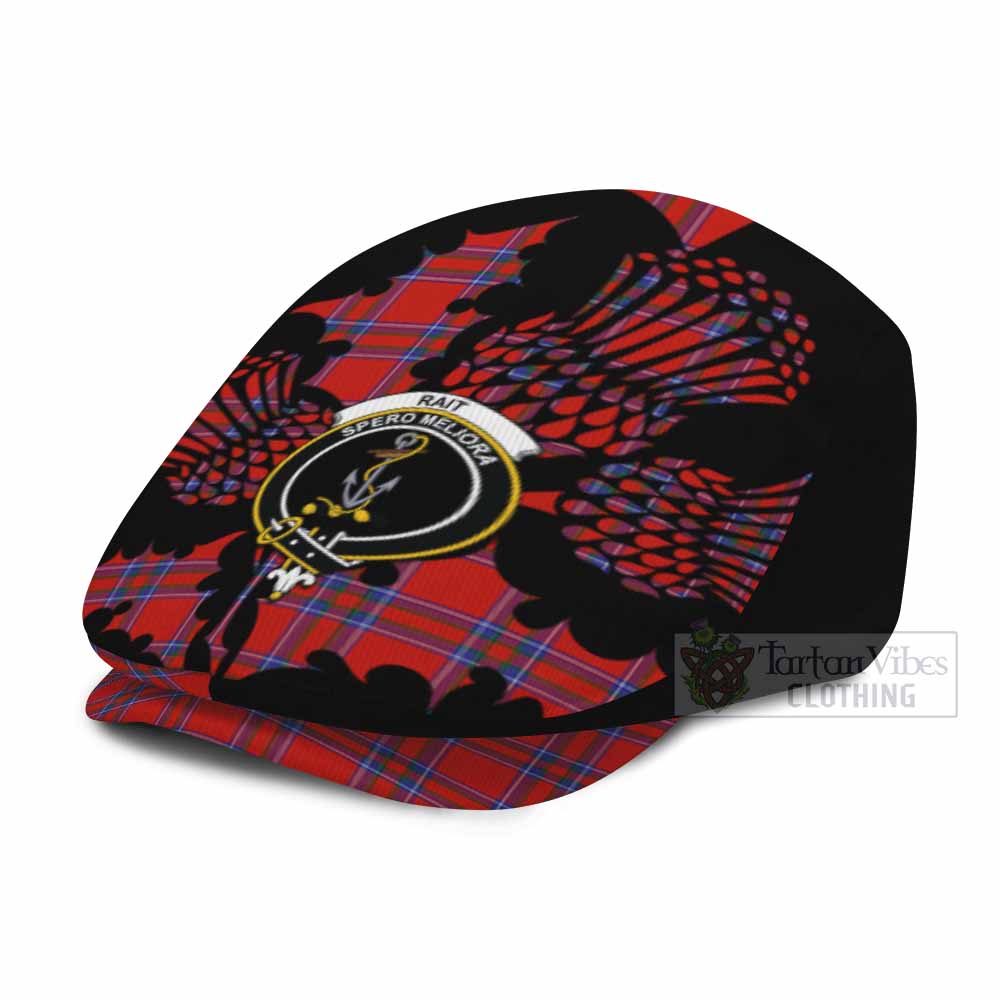 Rait Tartan Family Crest Flat Cap, Jeff Cap Scotland Thistle Floral