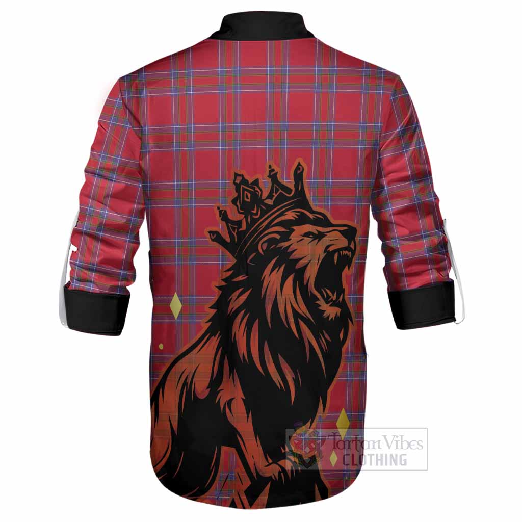 Rait Tartan Family Crest Ghillie Shirt Crowned Lion Roaring