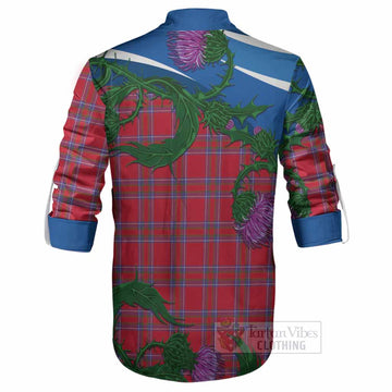 Rait Tartan Family Crest Ghillie Shirt Thistle in Minimalism