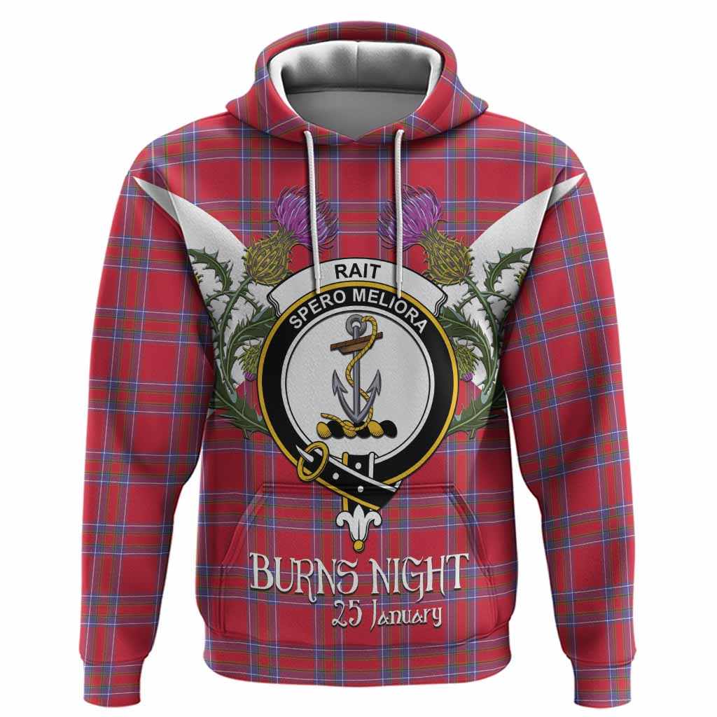 Rait Tartan Family Crest Hoodie Scottish Burns Night Thistle Floral