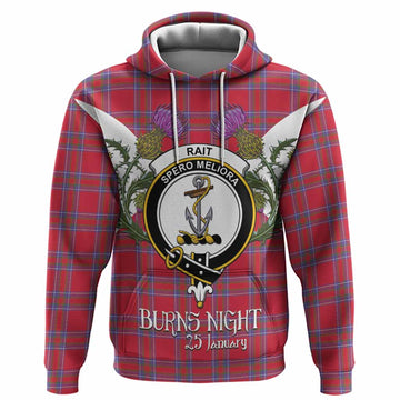 Rait Tartan Family Crest Hoodie Scottish Burns Night Thistle Floral