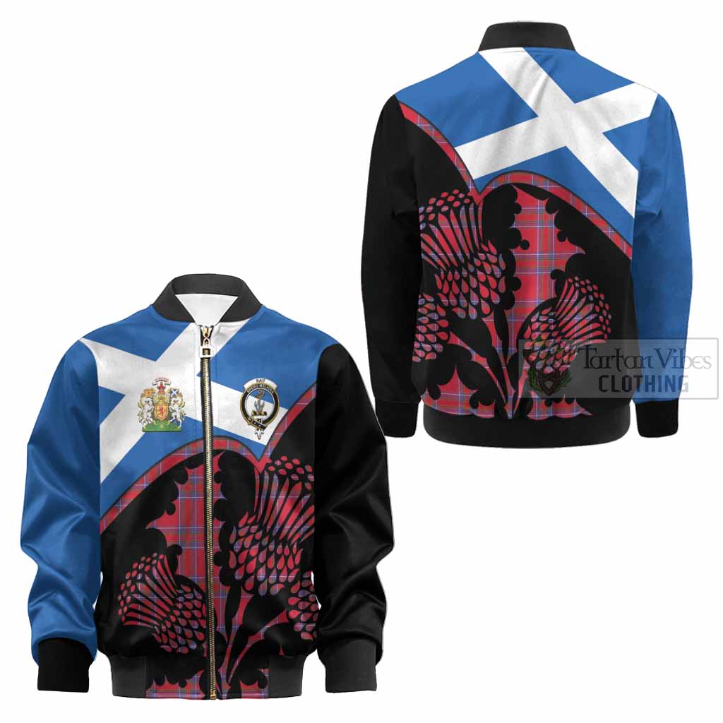 Rait Tartan Family Crest Kid Bomber Jacket Scotland Thistle Floral Flag Style