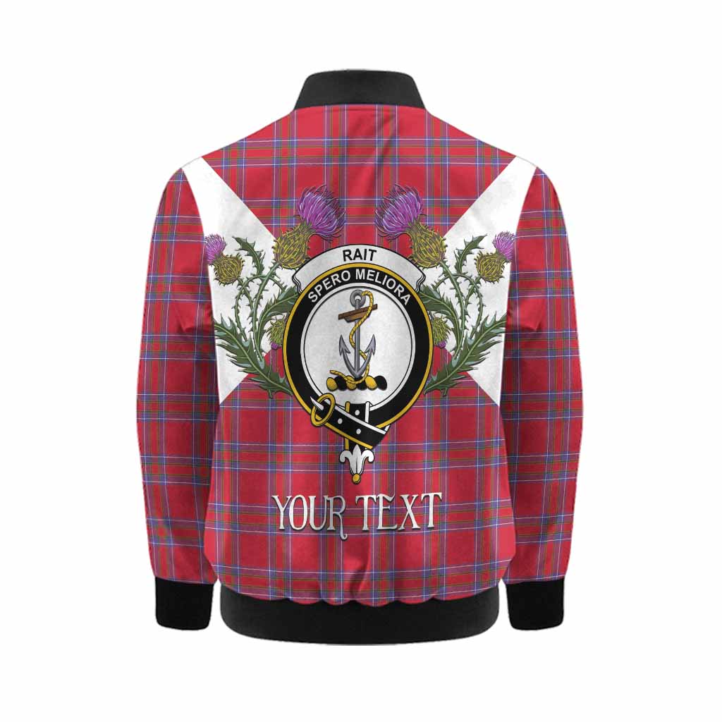 Rait Tartan Family Crest Kid Bomber Jacket Scottish Burns Night Thistle Floral