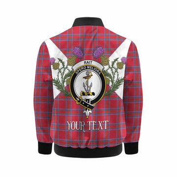 Rait Tartan Family Crest Kid Bomber Jacket Scottish Burns Night Thistle Floral
