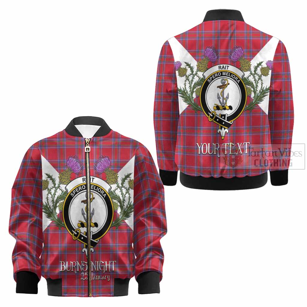 Rait Tartan Family Crest Kid Bomber Jacket Scottish Burns Night Thistle Floral